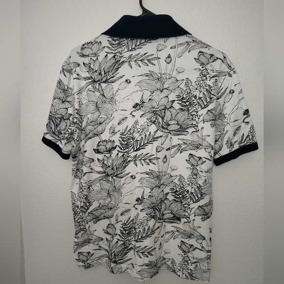 Porto Sur Men's Cotton White Blue Floral Print Polo Shirt Sz M - Picture 6 of 9